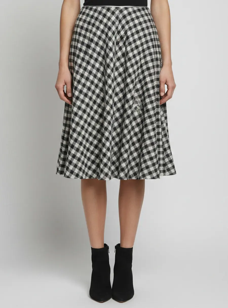 Prada Grey Checkered Linen Blend A-line Short Skirt S
