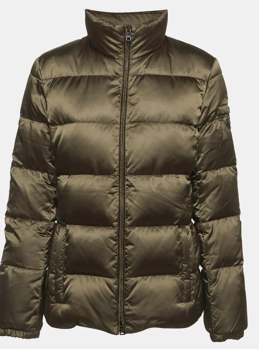 Prada Olive Green Quilted Nylon Puffer Jacket M