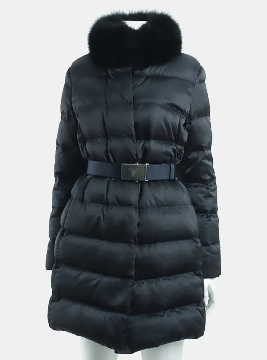 Prada down padded Navy Blue Nylon Jumper Size XXS