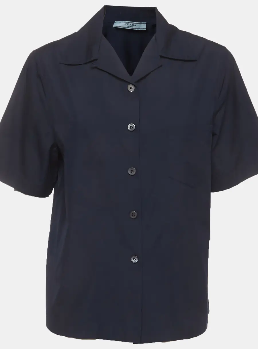 Prada Navy Blue Cotton Short Sleeve Shirt M