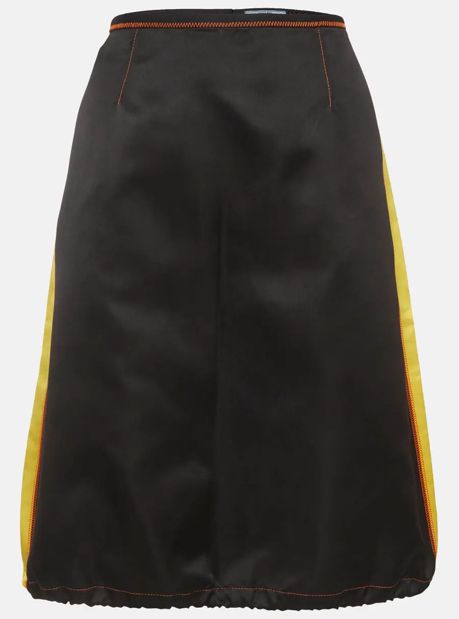 Prada Black Side Stripe Satin Mini Skirt M