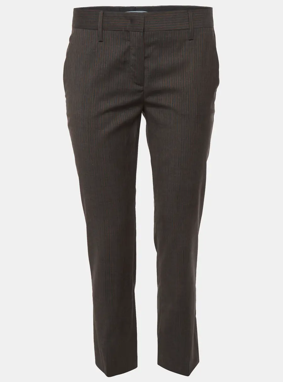 Prada Grey/Orange Pin Striped Cotton Trousers S