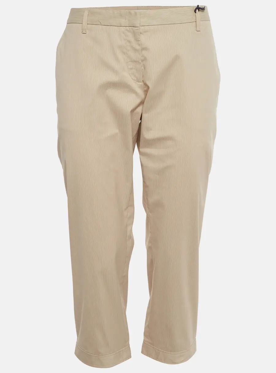 Prada Beige Pinstripe Cotton Blend Capri Pants L