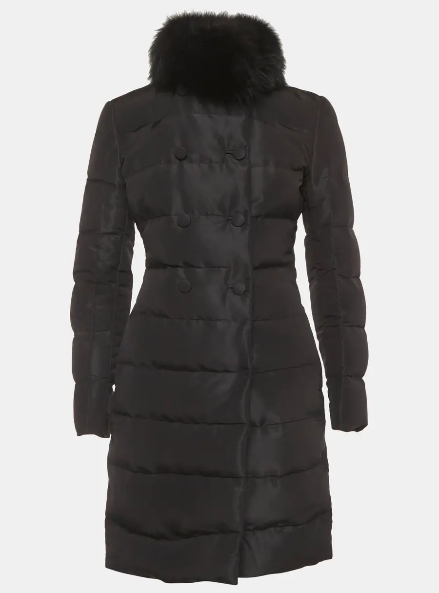 Prada Black Synthetic Fur Trim Puffer Down Jacket S