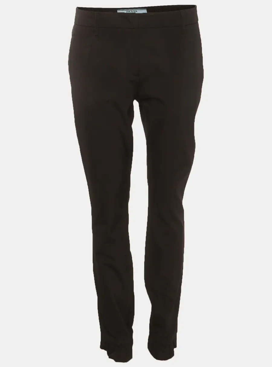 Prada Black Stretch Wool Zip Detail Trouser M