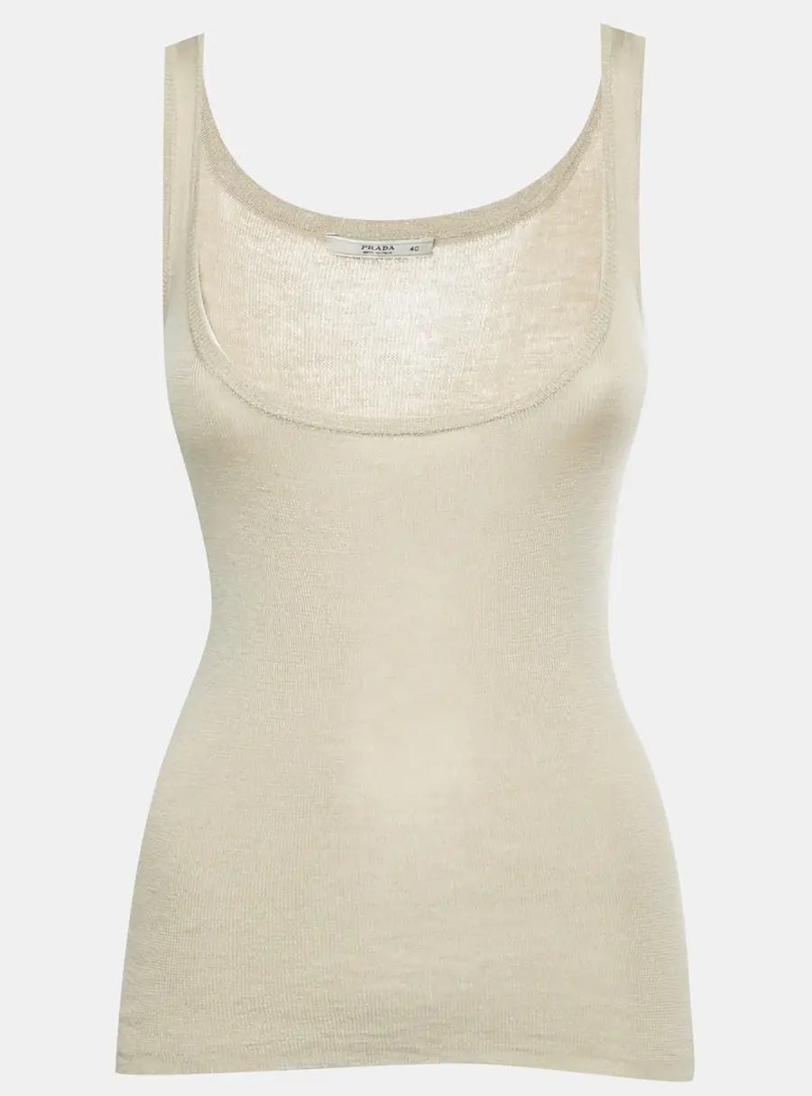 Prada Beige Wool Knit Tank Top S