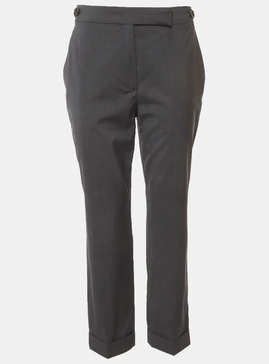 Prada Grey Wool Button-Tab Waist Straight Fit Trousers S
