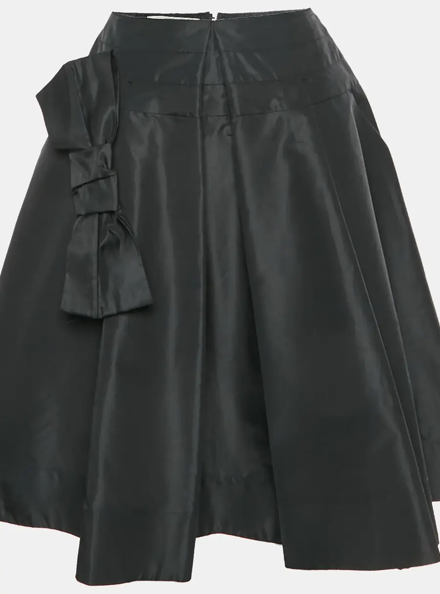 Prada Black Silk Blend Bow Detail Mini Skirt S