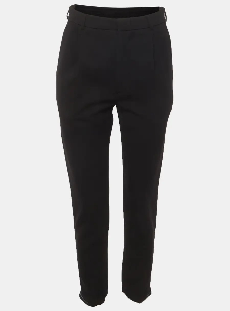 Prada Black Wool Blend Logo Detail Cropped Pants S