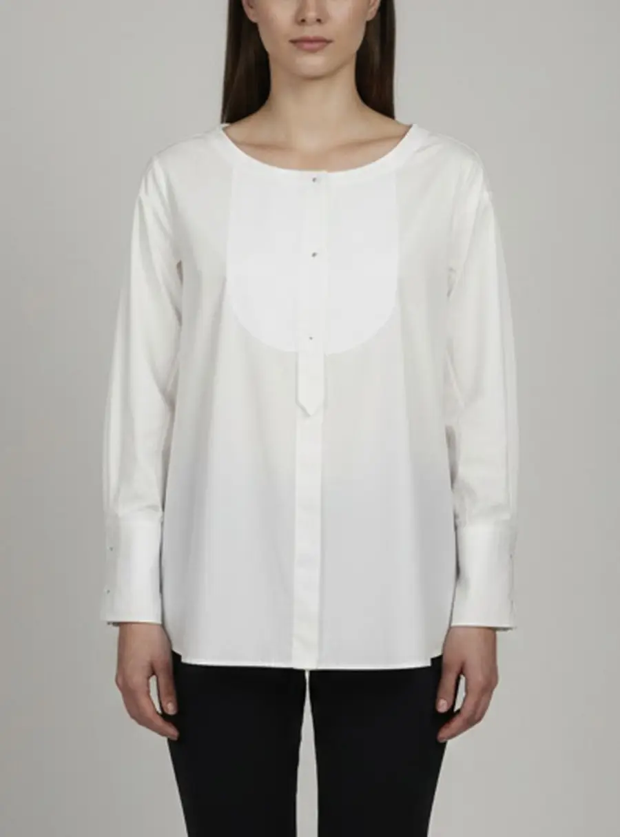 Prada White Cotton Poplin Oversized Blouse S