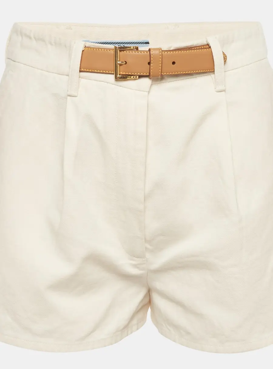 Prada White Canvas Regular Fit Shorts S