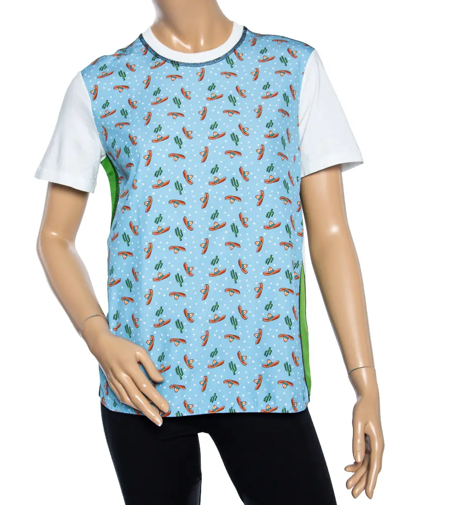 Prada Colorblock Cactus Sombrero Print Cotton& Silk T-Shirt XS