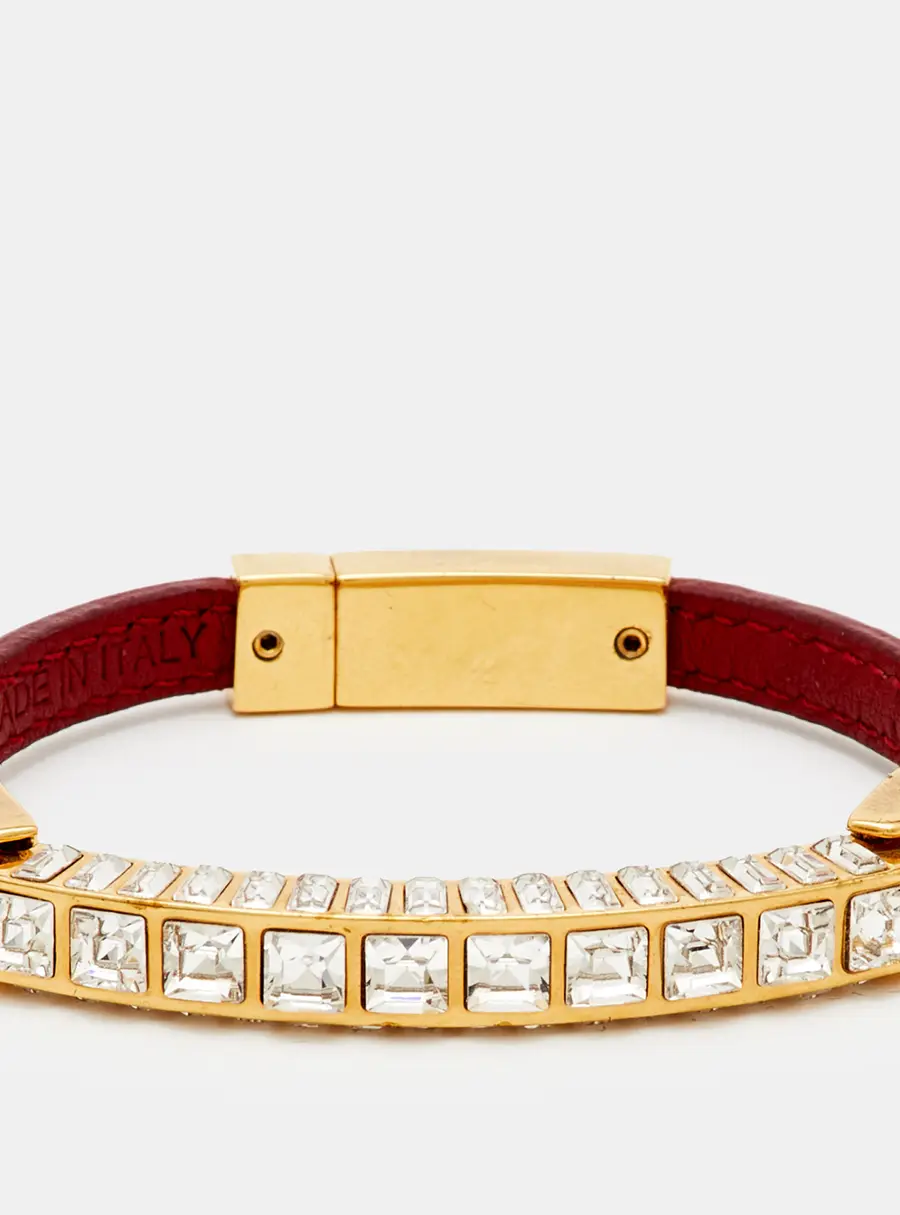 Prada Crystals Leather Gold Tone Brcelert S