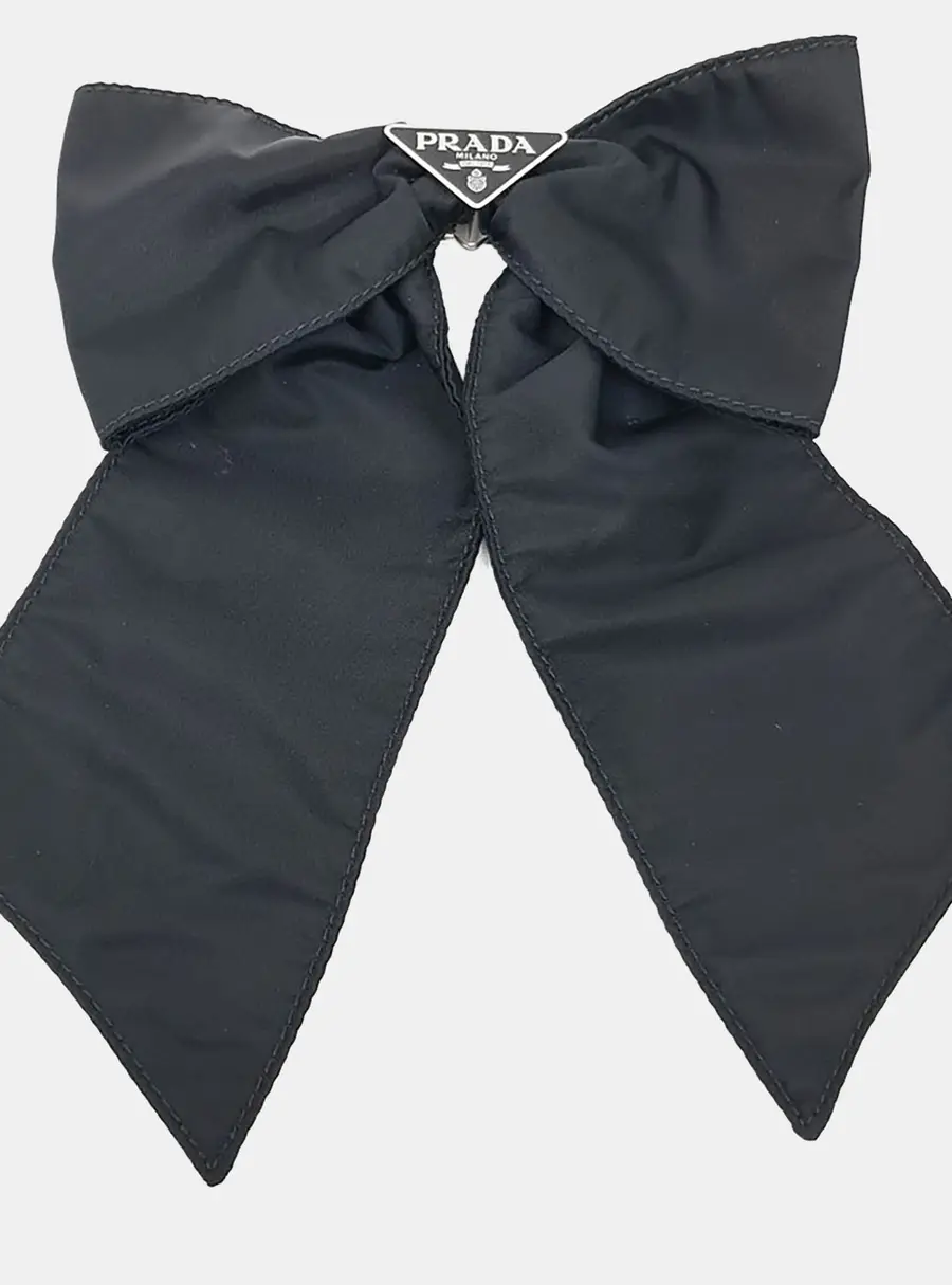 Prada Bow Black Nylon Hairpin