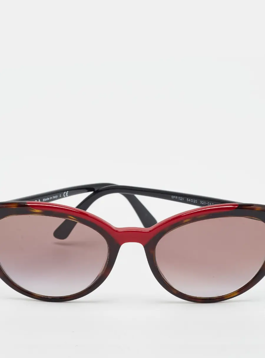 Prada Dark Brown/Red Gradient SPR 02V Cat Eye Sunglasses