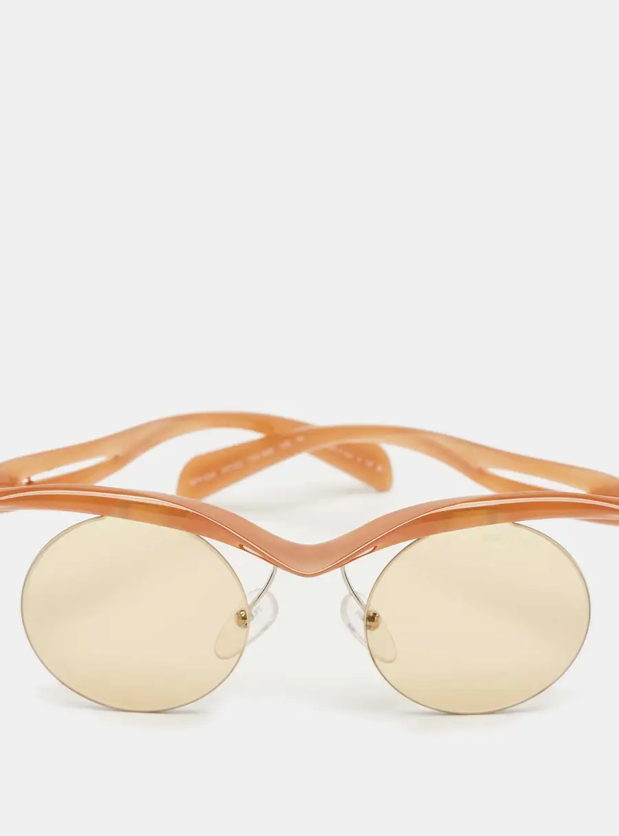 Prada Brown SPR A24 Rimeless Round Sunglasses