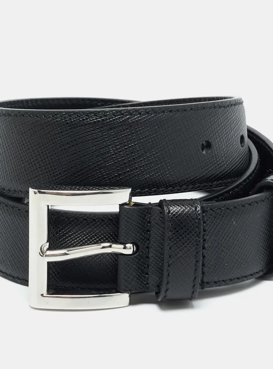 Prada Buckle 75CM Belt Black Leather