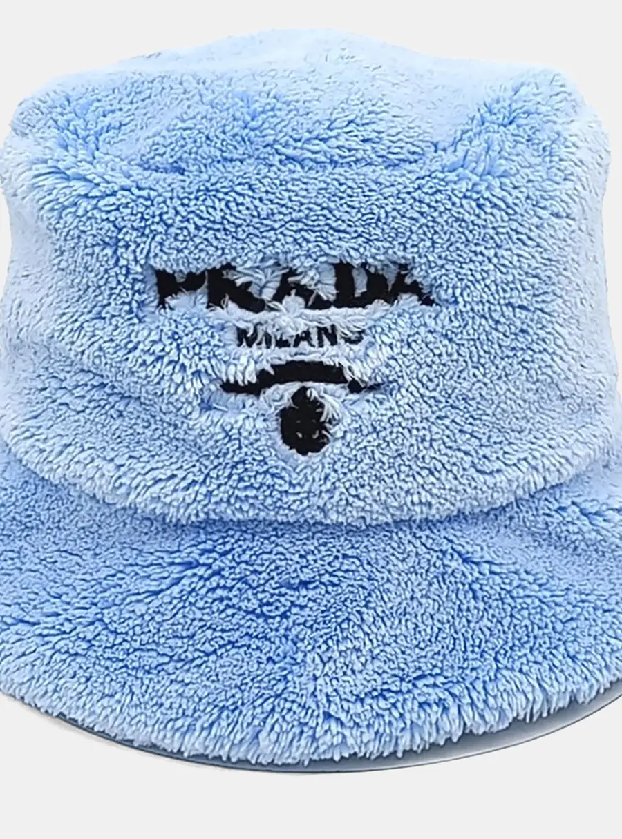 Prada Terry Sky Blue Polyester Bucket Hat (1HC137)