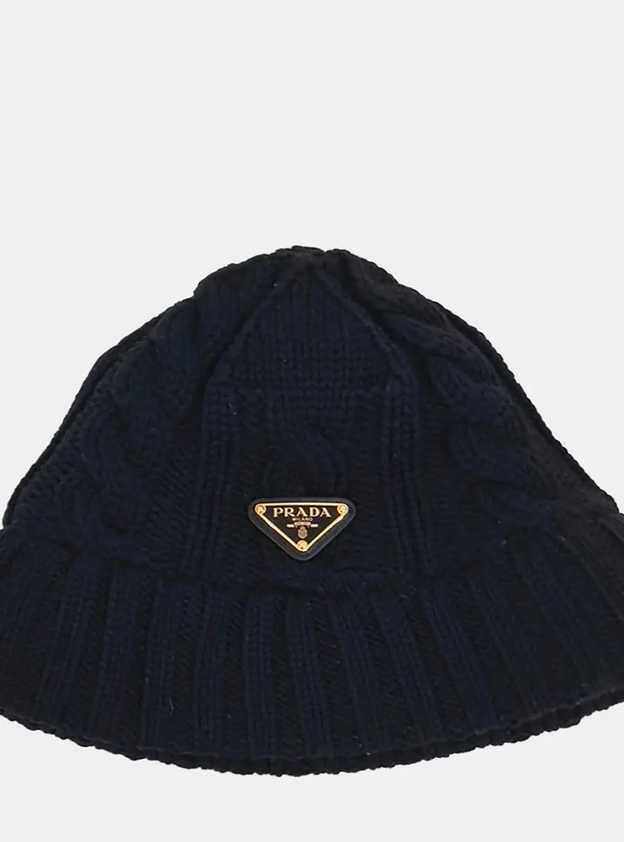 Prada wool black bucket hat