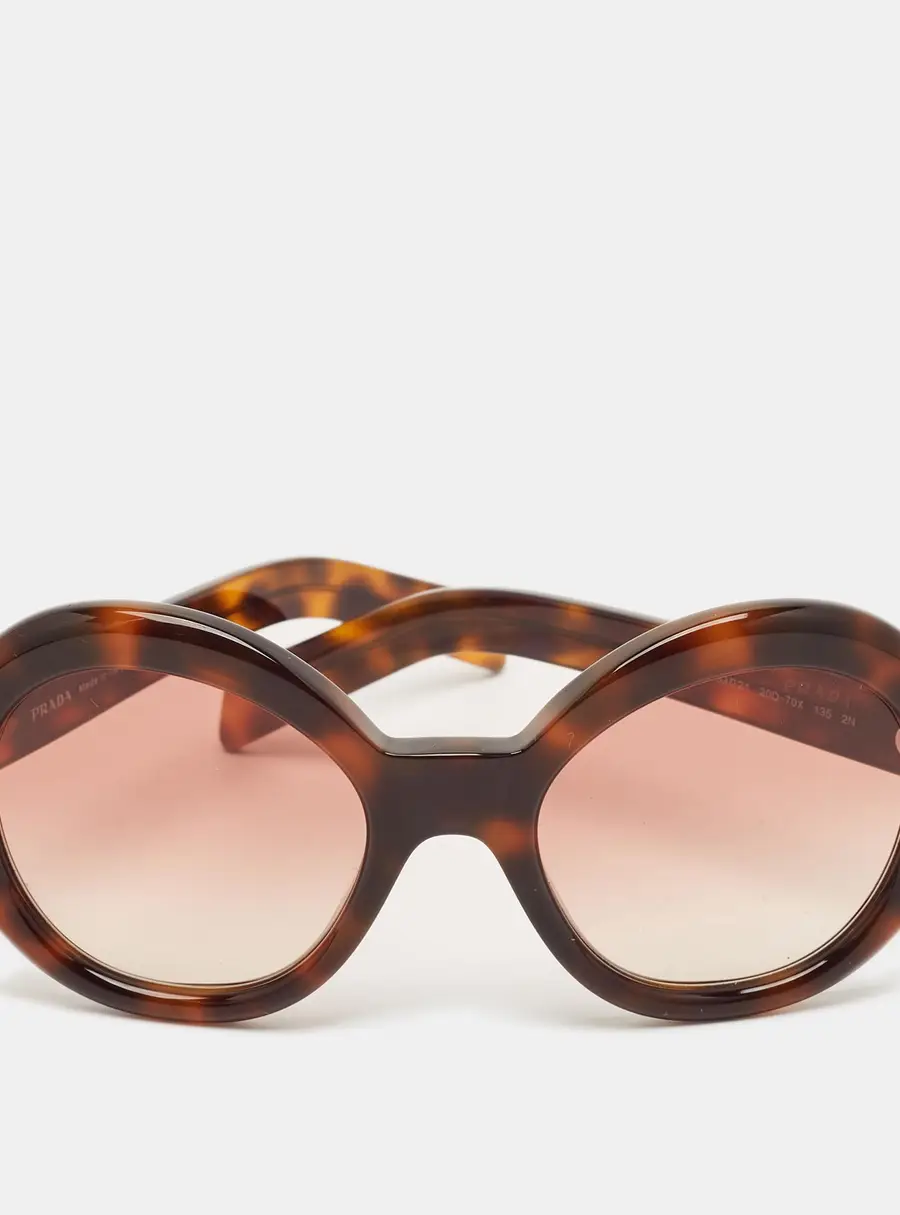 Prada Tortoise Brown Gradient SPR D08-U Frame Round Sunglasses