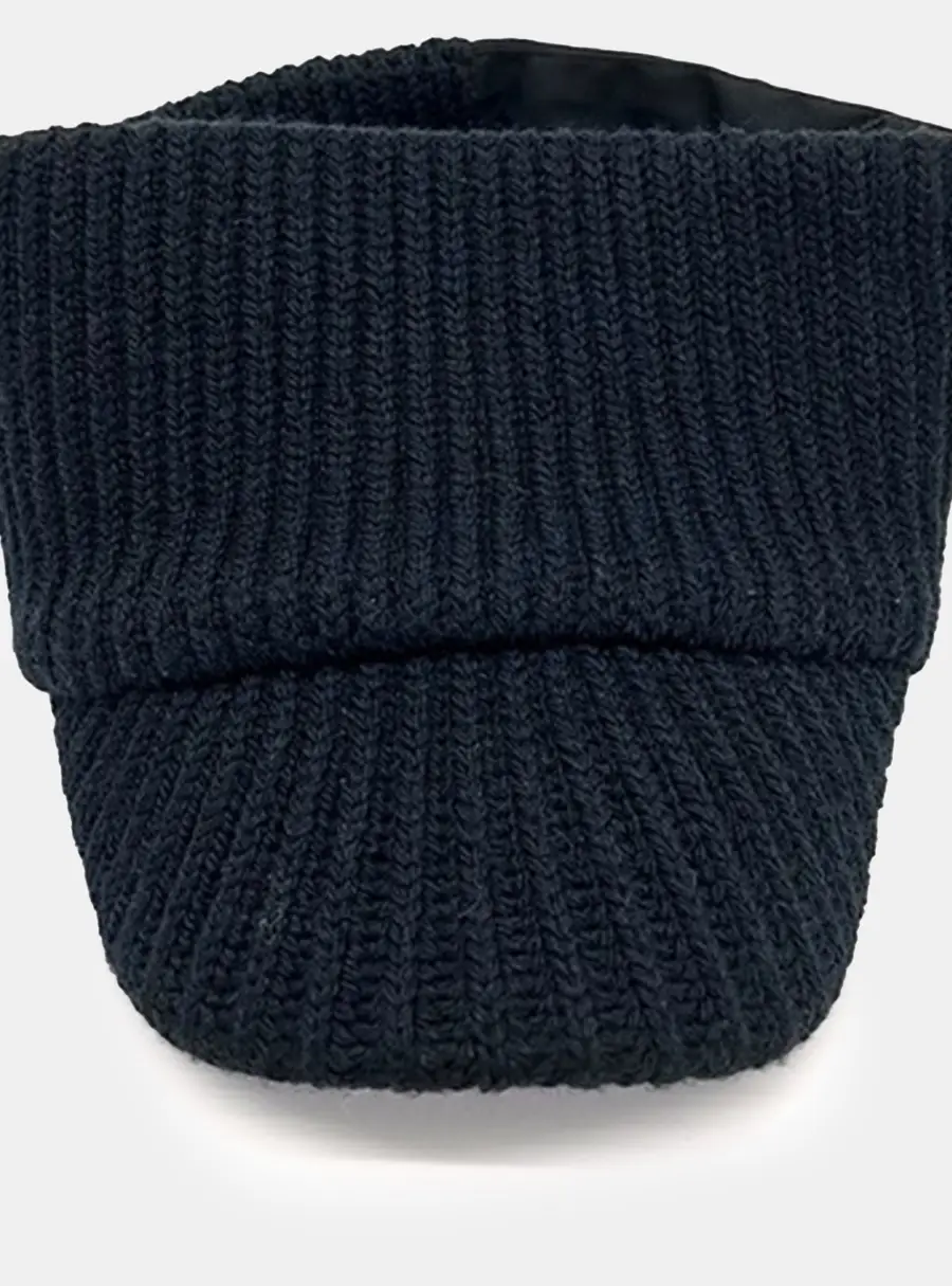 Prada Black Nylon Wool Knit Visor