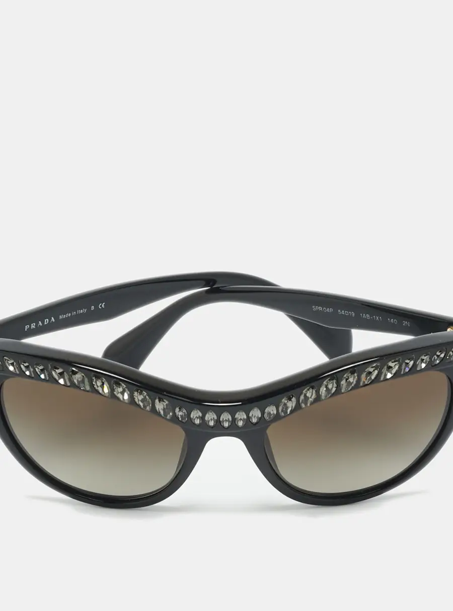 Prada Black Gradient SPR 04P Crystal Embellished Cat Eye Sunglasses