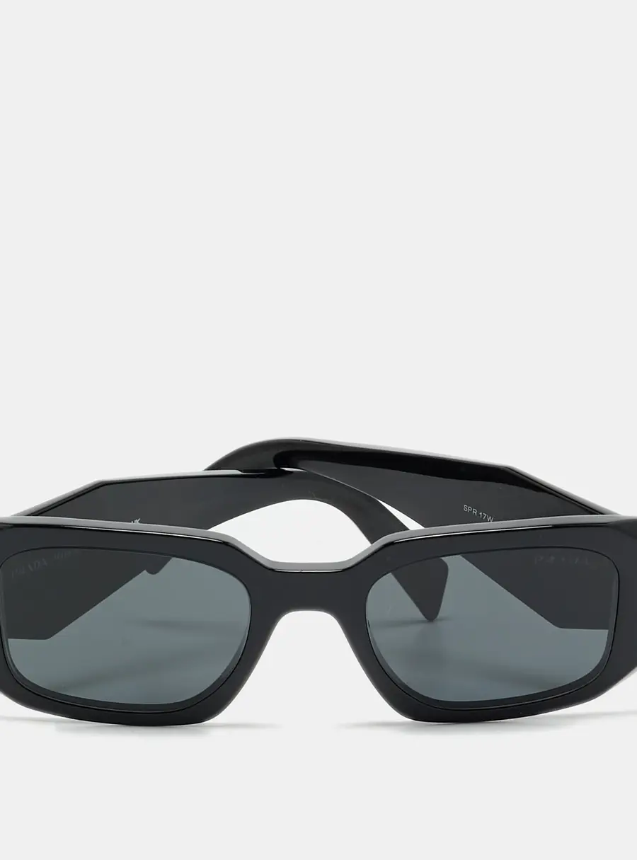 Prada Black SPR 17W Symbole Rectangle Sunglasses