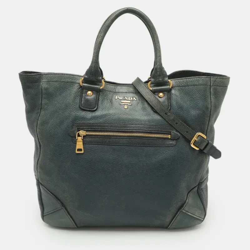 Prada Green Leather Tote