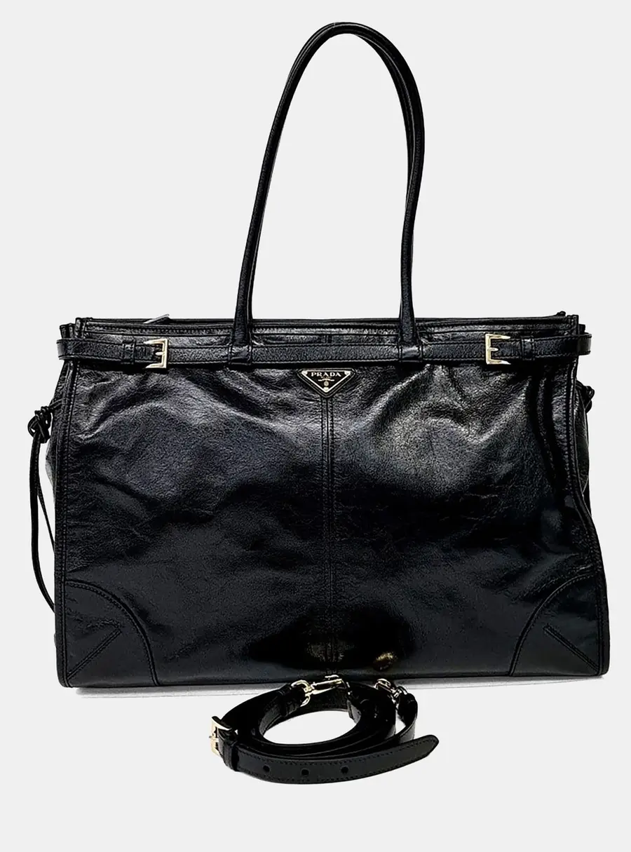 Prada Bonny Black Leather Bag Extra Large