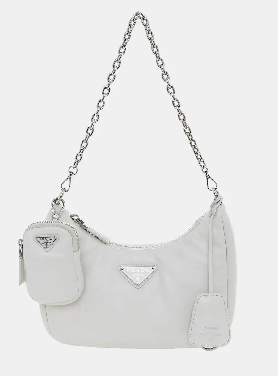 Prada Re-edition 2005 White Leather Shoulder Bag