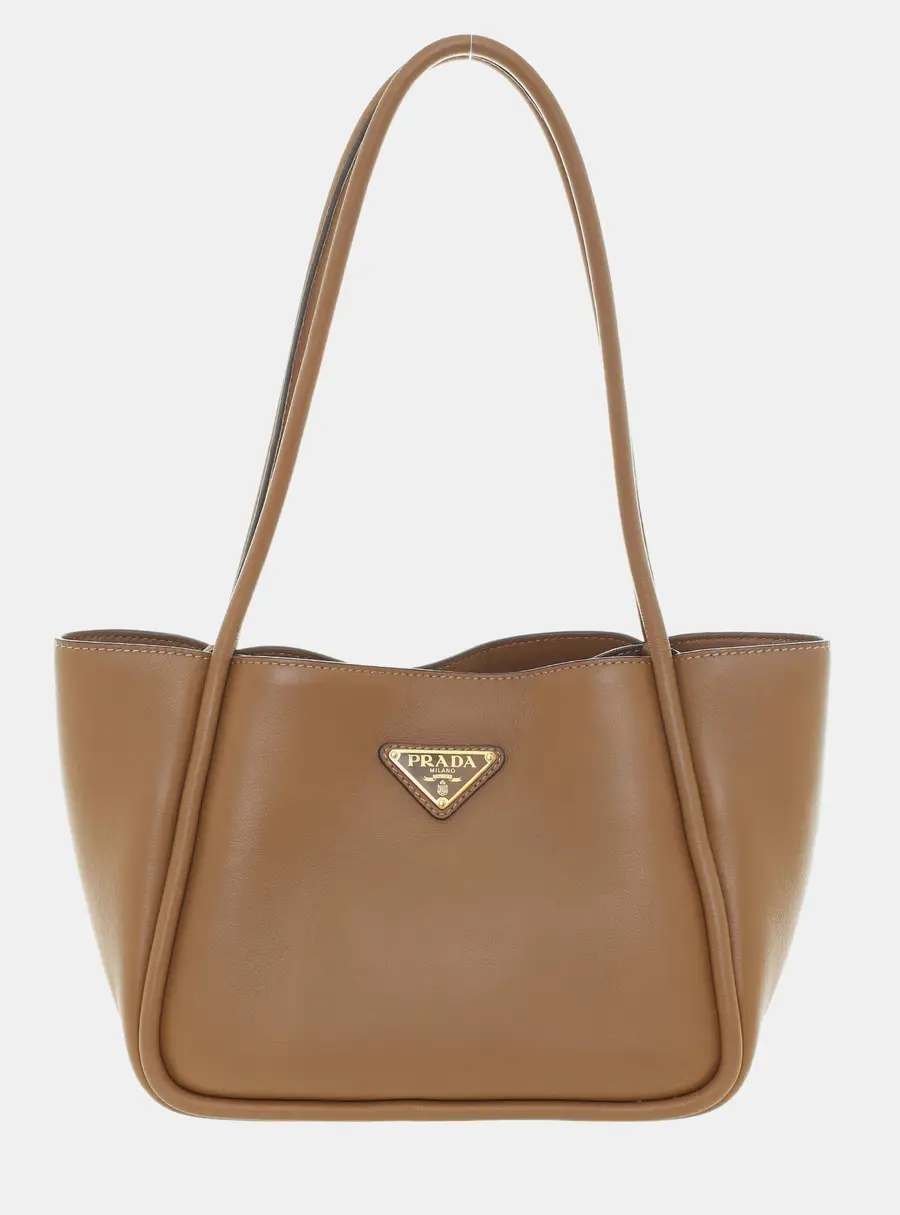Prada Brown Leather Soft Small Shopping Tote