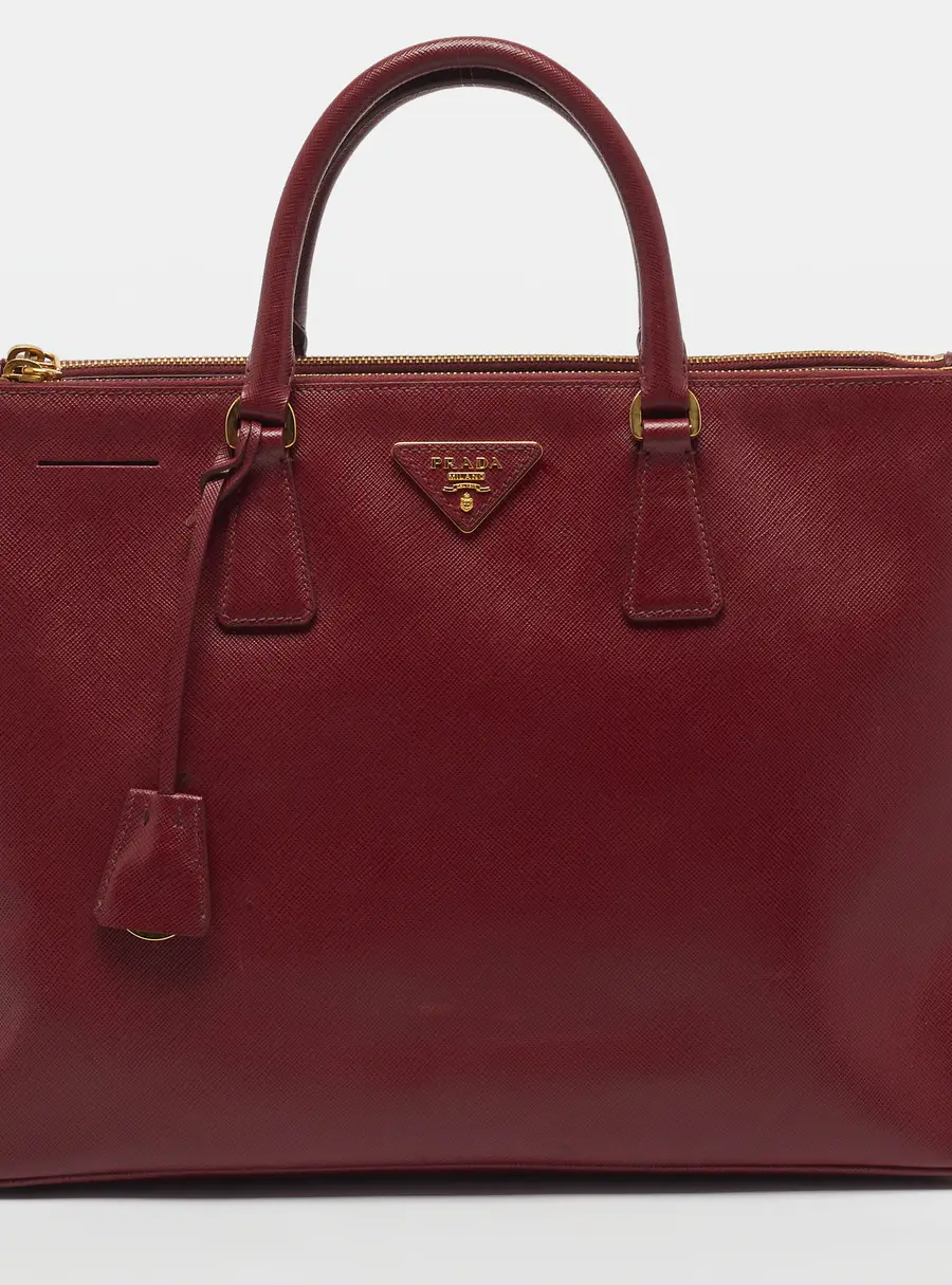 Prada Double Zip Large Red Saffiano Lux Leather Tote