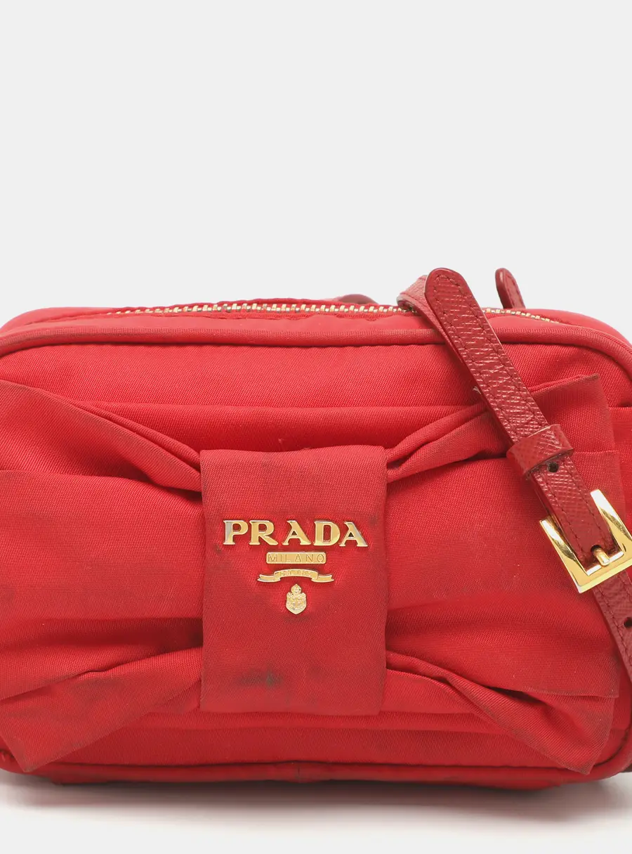Prada Bow Red Nylon Mini Crossbody Bag