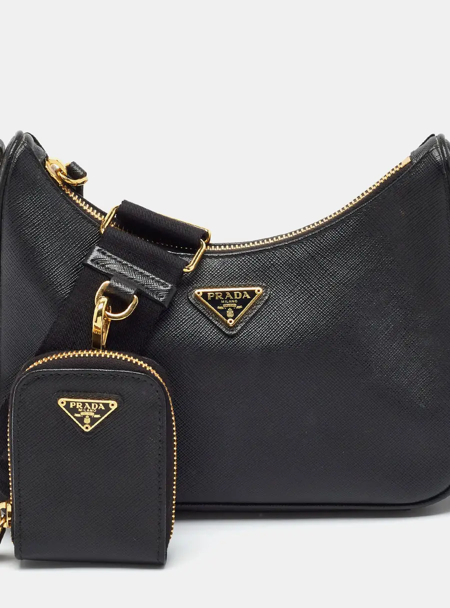 Prada Re-Edition 2005 Black Saffiano Lux Leather Shoulder Bag