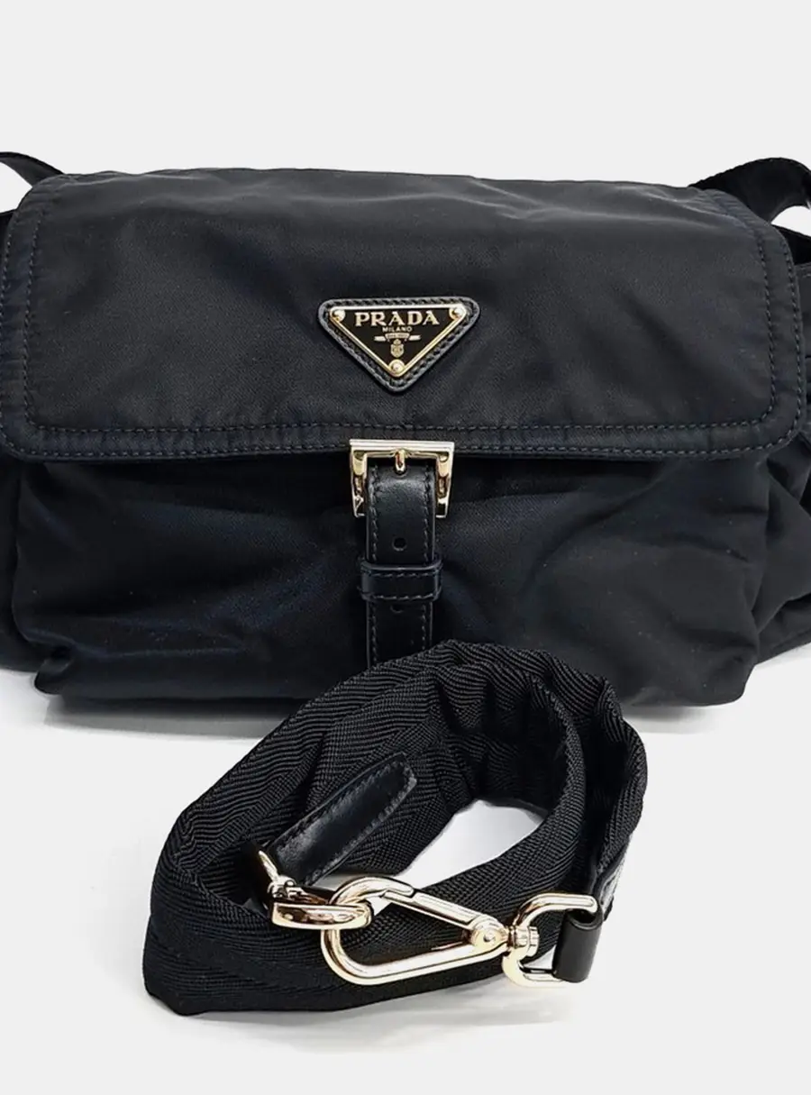 Prada Black Explore Re-Nylon Shoulder Bag Medium (1BD394)