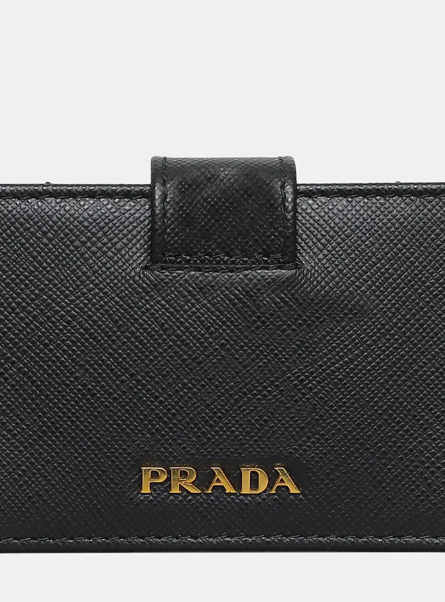 Prada Card Holder Black Saffiano Leather Wallet