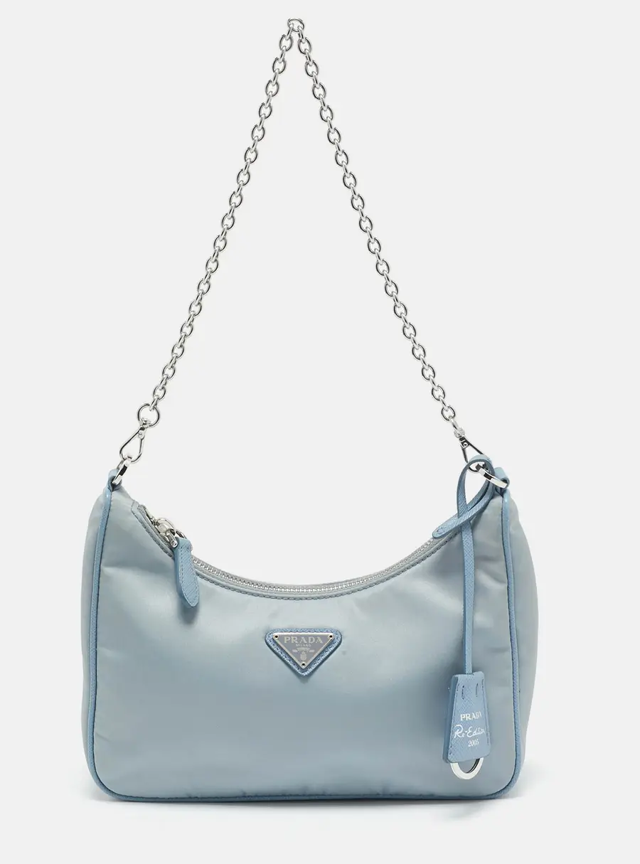 Prada Light Blue Nylon Re-Edition 2005 Shoulder Bag