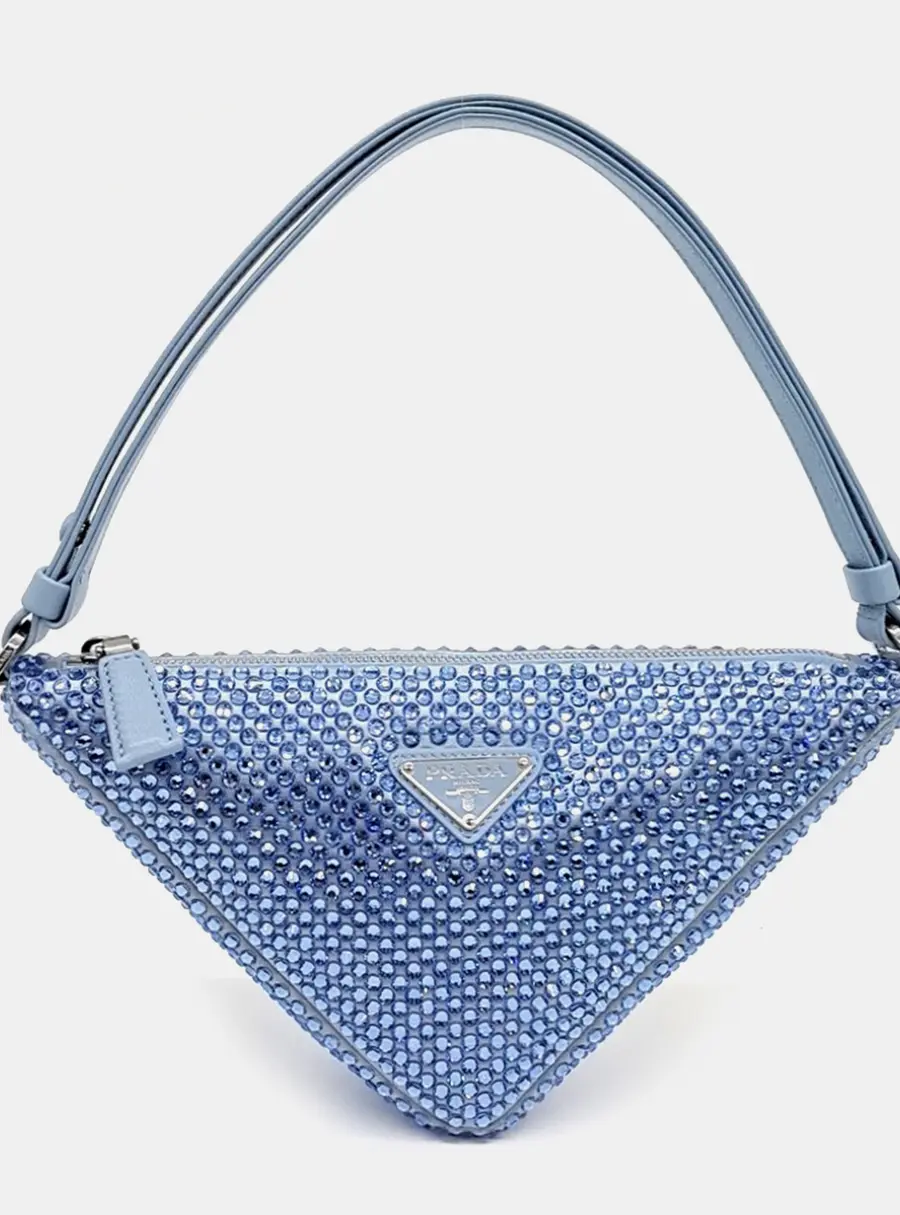Prada Blue Satin Satin Triangle Mini Bag
