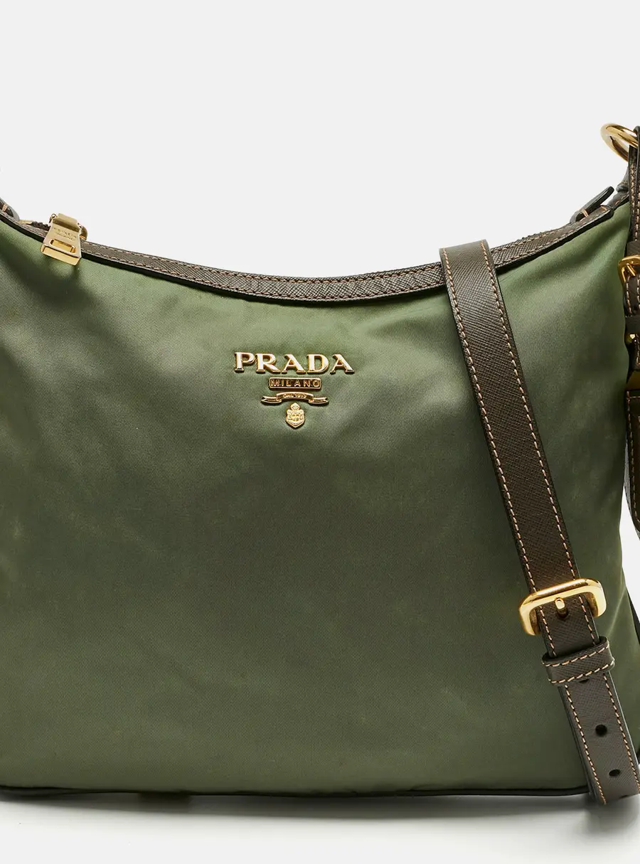 Prada Green Leather and Nylon Messengers