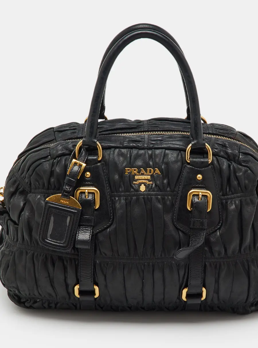 Prada Black Nappa Leather Gaufre Satchel