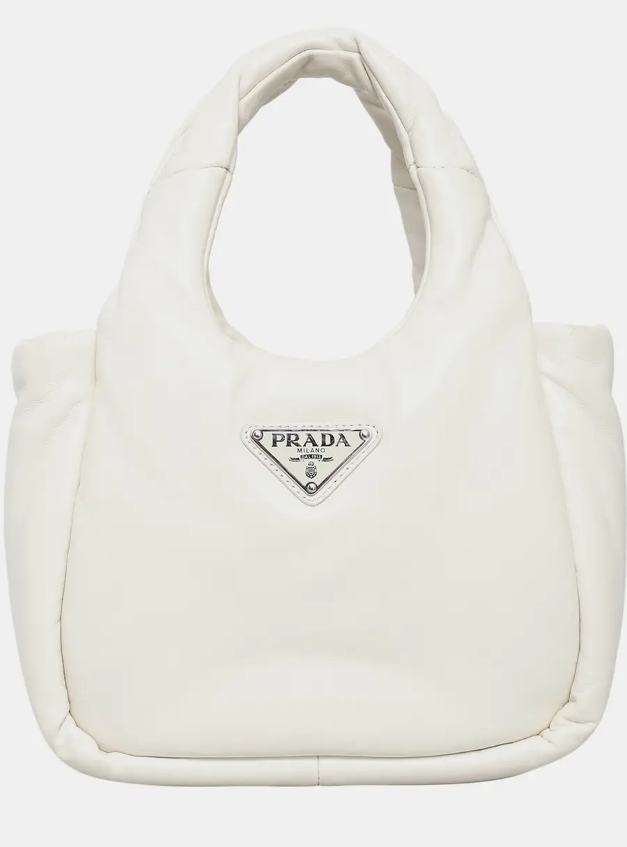 Prada Padded Small White Nappa Leather Tote Bag