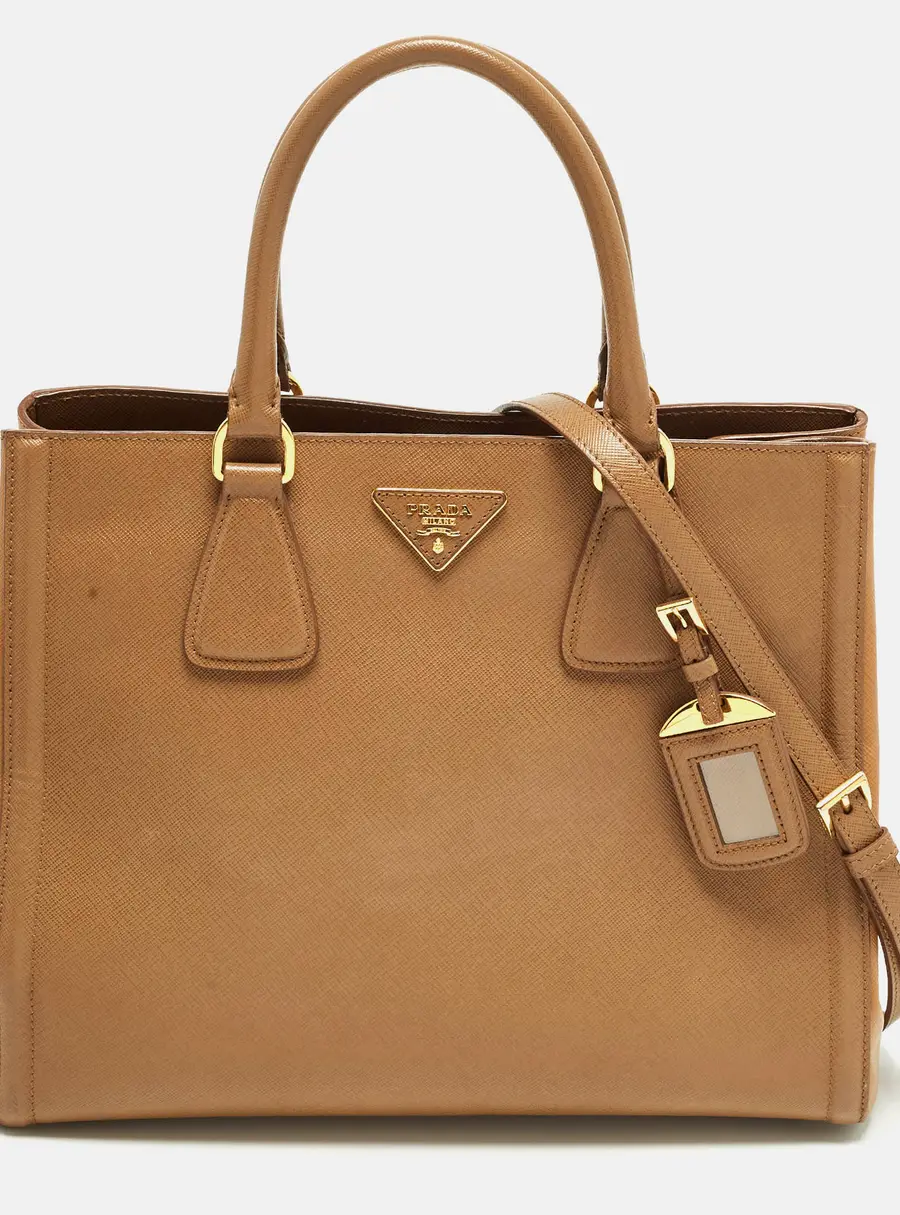 Prada Gardener's Tan Saffiano Lux Leather Tote