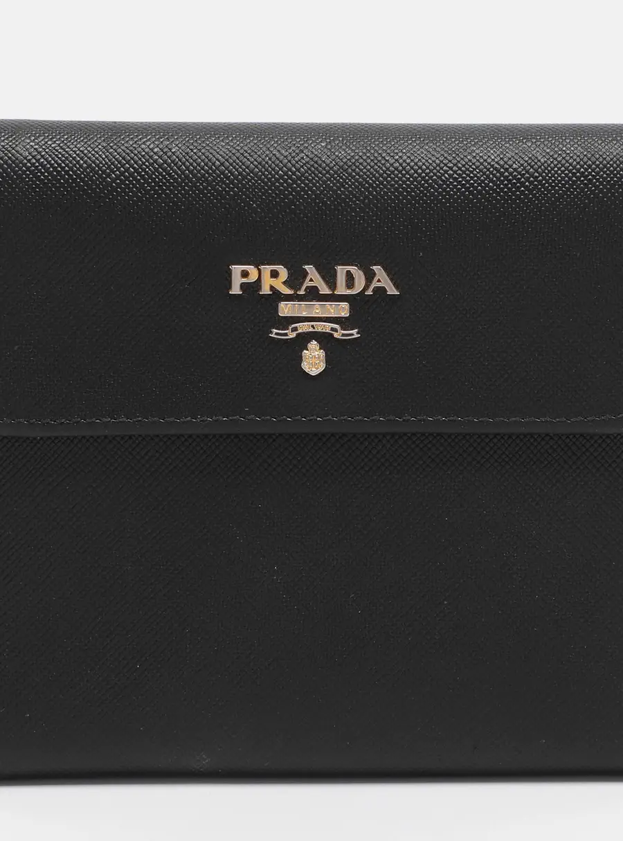 Prada Black Saffiano Lux Leather Bifold Wallet