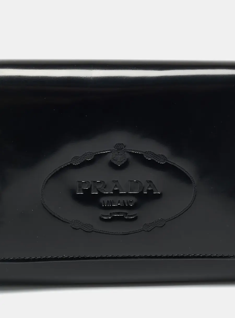Prada Black Spazzolato Leather Trifold Wallet