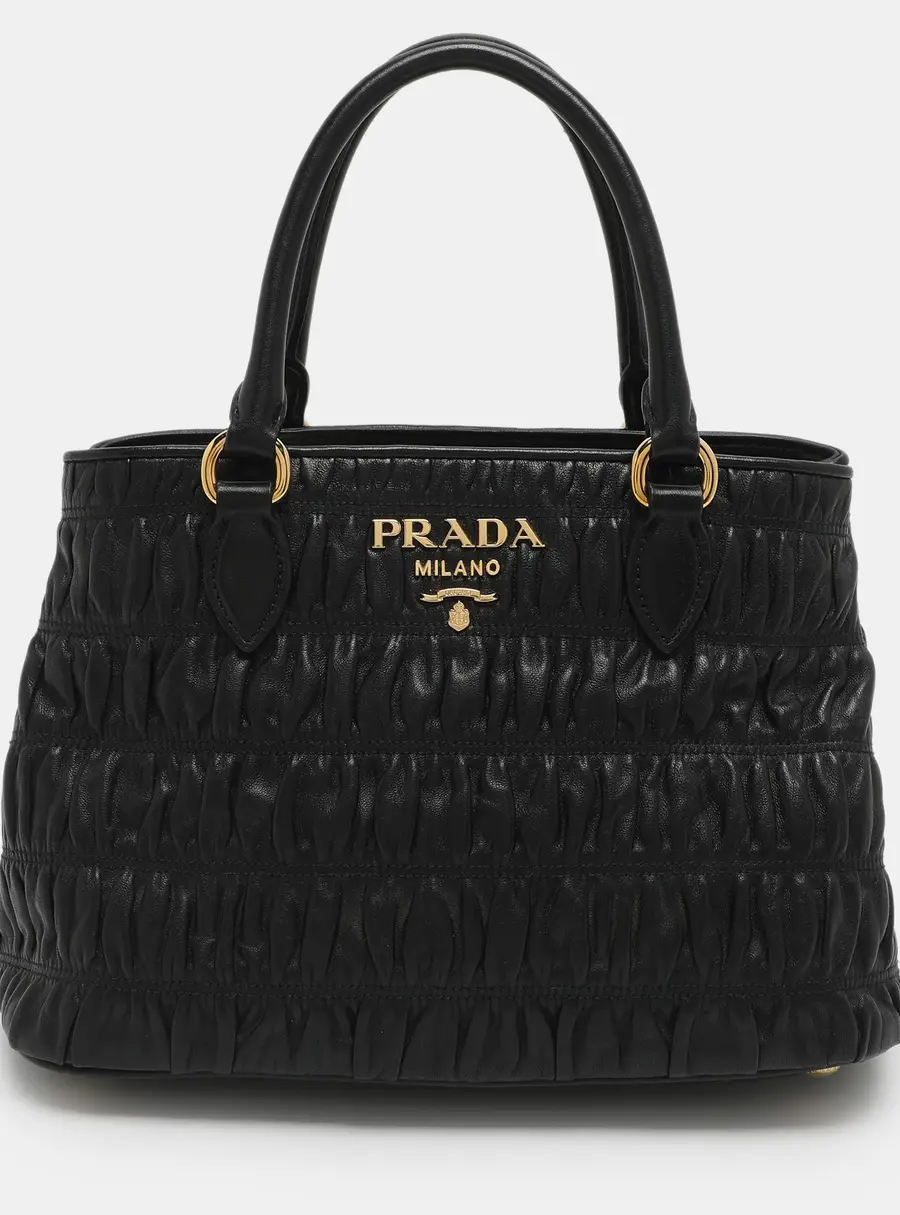 Prada Black Nappa Gaufre Leather Tote