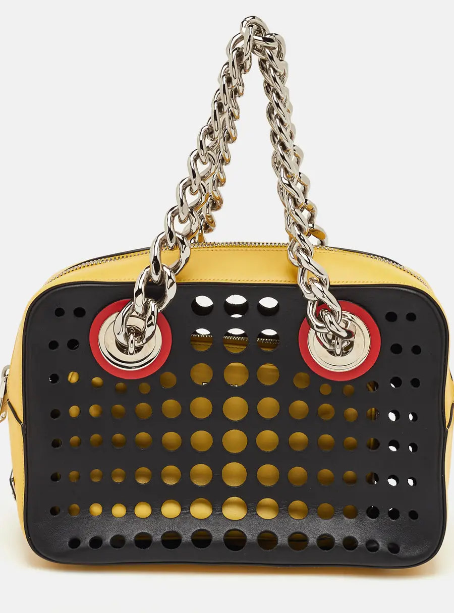 Prada City Fori Multicolor Leather Perforated Chain Shoulder Bag