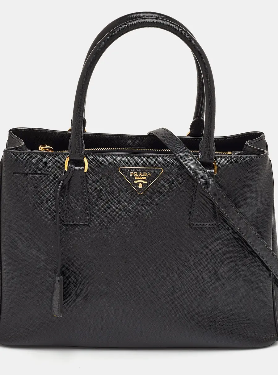 Prada Galleria Medium Black Saffiano Lux Leather Zip Tote