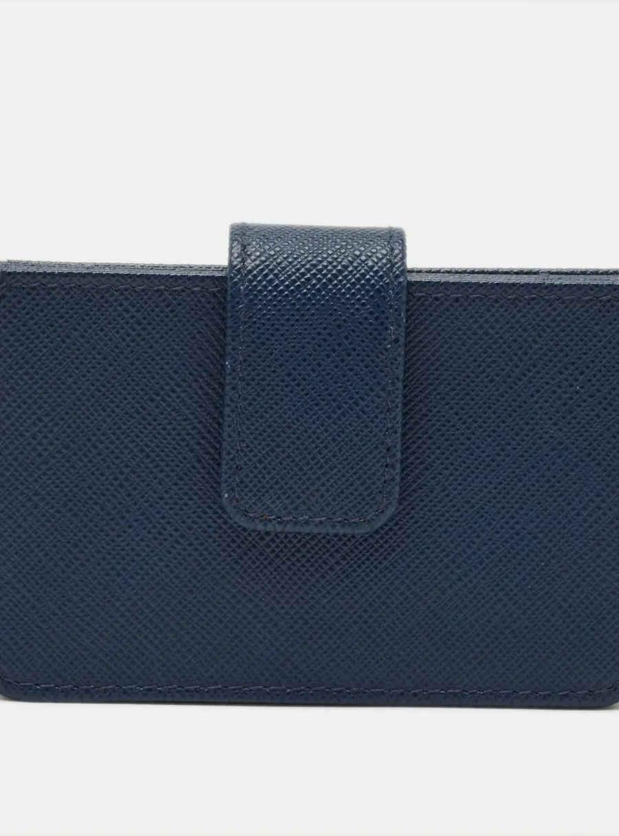 Prada Blue Saffiano Leather Accordion Card Holder