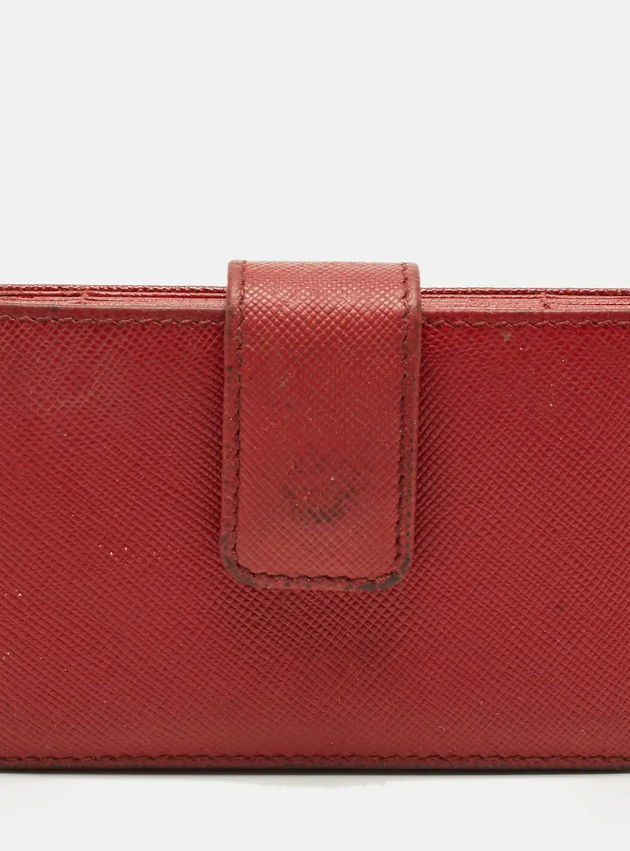 Prada Red Saffiano Leather Multi Card Holder