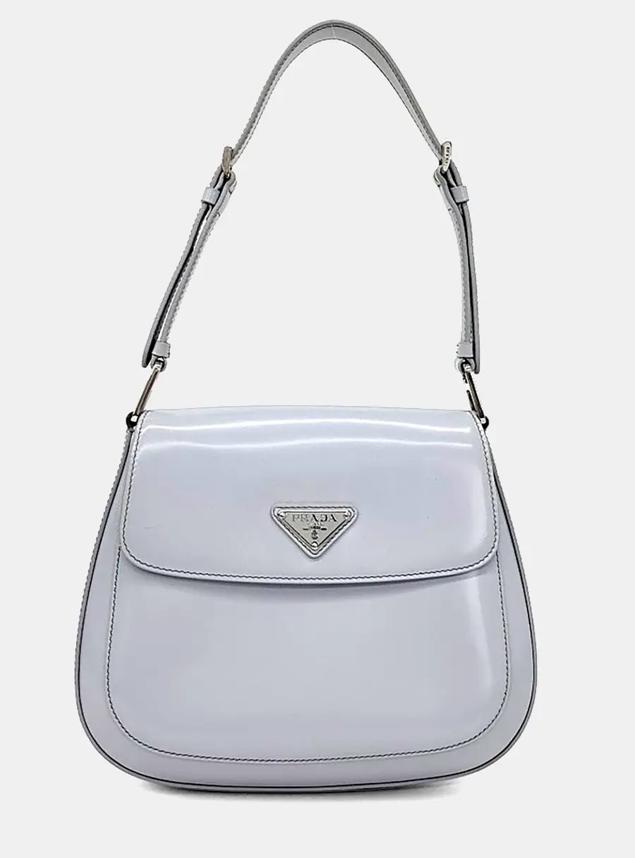 Prada Blue Leather Cleo Brushed Shoulder Bag